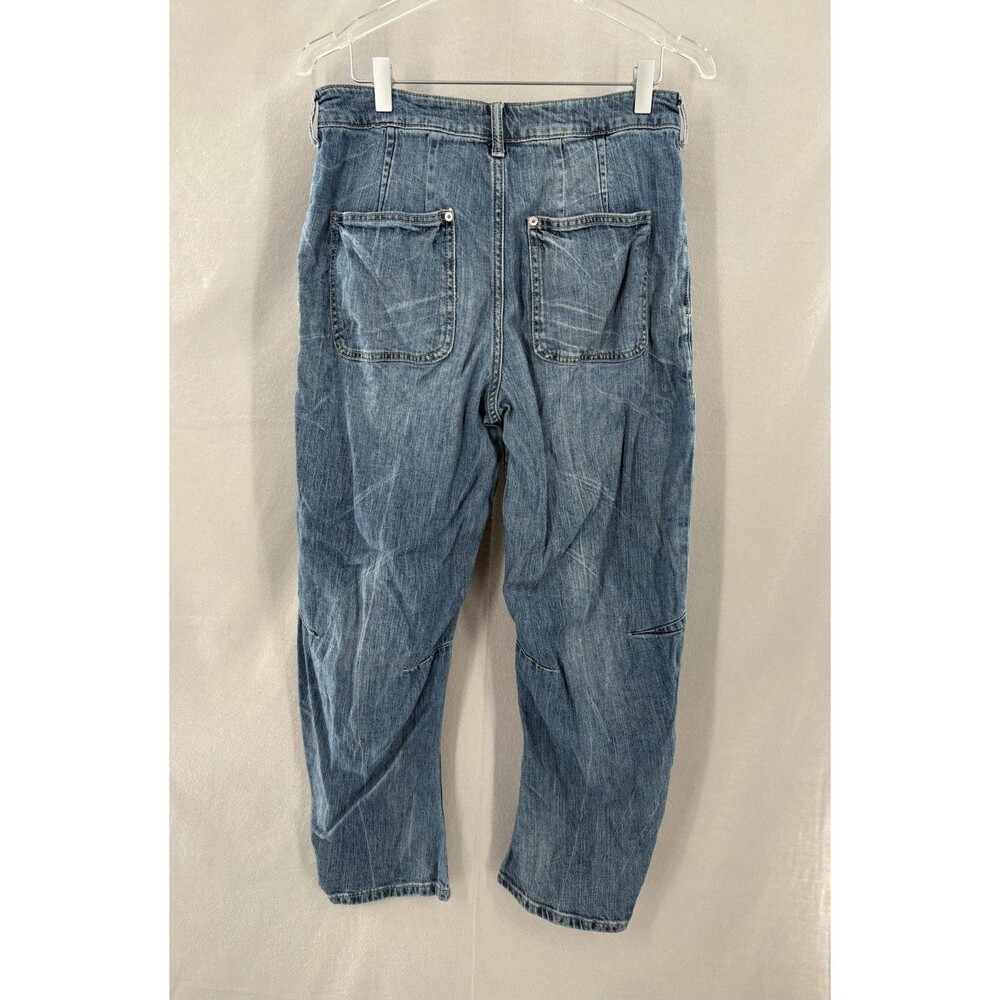 Anthropologie 28 Jeans Pilcro Barrel Bow Leg Boyfriend Distressed Stretch Blue - Picture 2 of 9